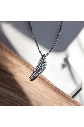 İpek Silver 925 Ayar Gümüş Tüy Unisex Kolye Gümüş