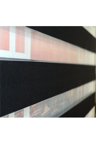 Kidmex Düz Siyah Zebra Perde Etek Dilimsiz