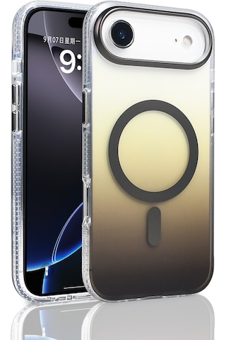 Apple Uyumlu iPhone 17 Air Kılıf M-safe Şarj Özellikli Transparan Renk Geçişli Zore Toros Kapak Gri