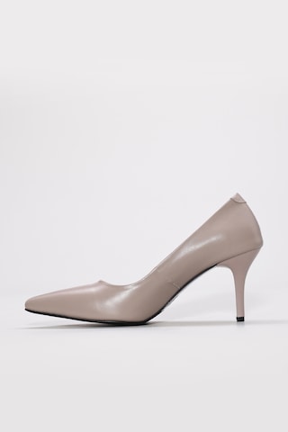 Hakiki Deri Kadın İnce Topuk Ayakkabı 215za1882 Vizon