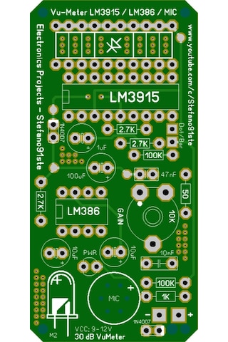 Led Vu-Metre Mikrofonlu Vu-Meter Devresi Lm3915 - Lm386