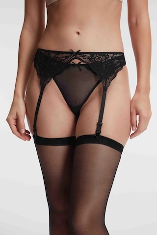 Arias Closet Dantelli Jartiyer String Ve Çorap 3lü Takım Siyah