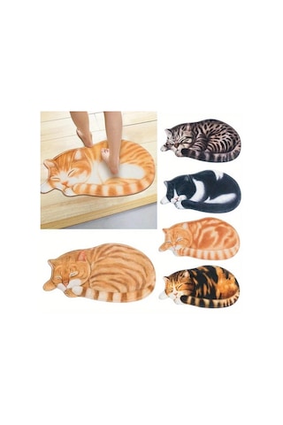 Elmpaly S10170 Kawaii Kedi Desenli Yumuşak Polyester Kaymaz Halı 15.75x29.92inç S10170 Boyut