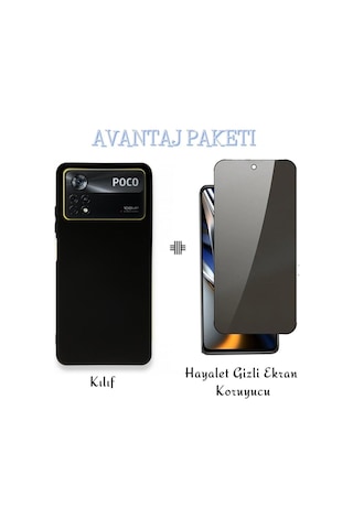 Xiaomi Poco X4 Pro 5g Esnek Dayanıklı Silikon Kılıf Ve Hayalet Gizli Ekran Koruyucu Siyah