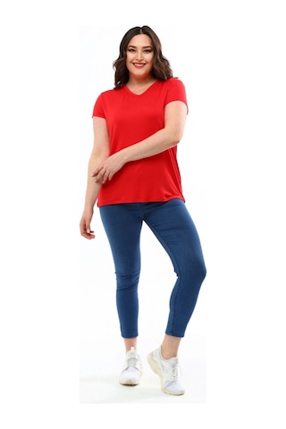 Aytemas V Yaka Basic Bluz Kırmızı