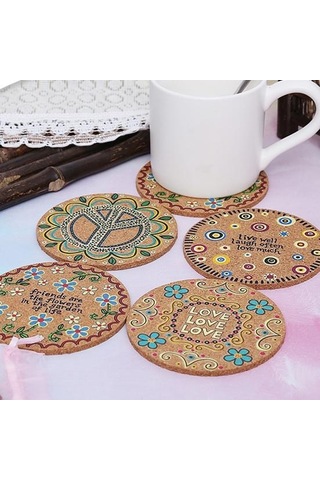 4 Adet İçecek Yalıtım Doğal Bardak Yuvarlak Isı Mat Mantar Bardak Masa Dekoru Diğer