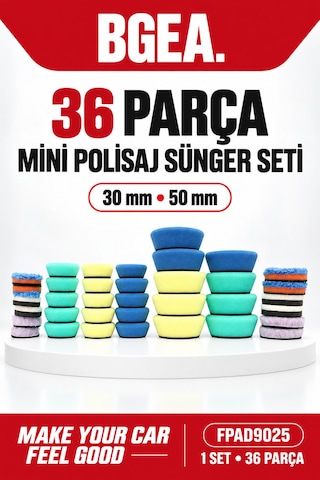 Bgea 36 Parça Mini Polisaj Sünger Ve Yün Ped Seti 30 Mm 50 Mm