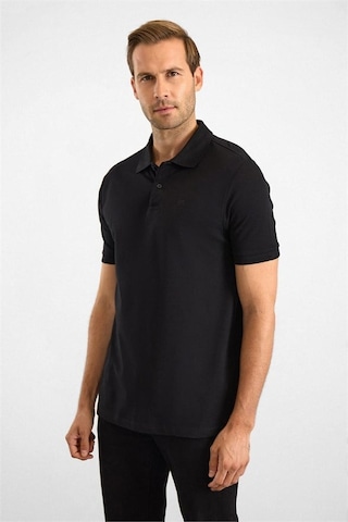 Süvari Siyah Slim Düz Nakışlı Pike Düğmeli Polo Yaka Tişört Ts1014000474-s09