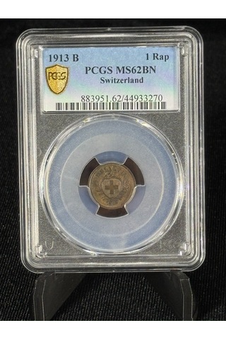1913 İsviçre 1 Rap Pcgs Ms62bn Sertifikalı Nfc Çipli Özel Koleksiyon Parası