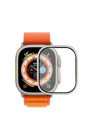 Apple Uyumlu  Watch Ultra 49mm Zore Alm-02 Metal Çerçeveli Ekran Koruyucu