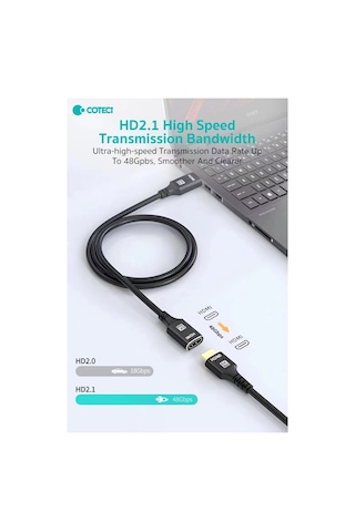 Dişi Erkek Uçlu Hdmı 2.1 Uzatma Kablosu - 8k 60hz - 4k 120hz - 48gbps Ps5 Tv Monitör Uzatıcı 1 Metre