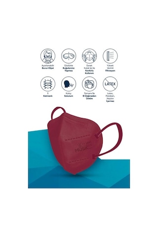 Musk Ffp2 Maske 40 Adet (Mor,Bordo,Turuncu,Pembe)