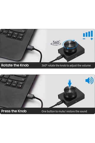 Yunboo Usb Ses Kontrol Çarkı - Bilgisayar İçin Kolay Ses Ayarı, 2m Kablo, Sessiz Mod