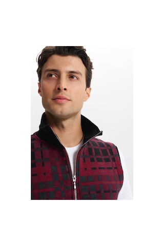 Arma Erkek Slim Fit Örme Desenli 3 İplik Şardonlu Dik Yaka Yelek %70 Pamuk %30 Polyester Y6sso9490 Bordo