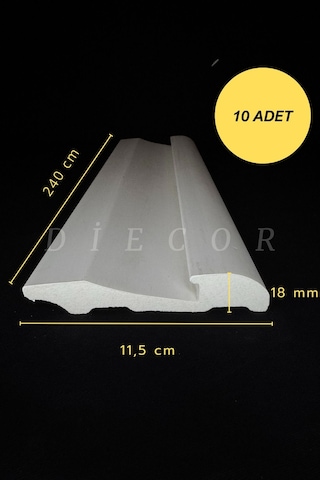 Diecor Dekoratif Boyanabilir 10 Adet 11,5 Cm Led Döşenebilen Polistren Süpürgelik Model:xa137