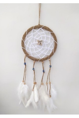 Hdmarketim Nazar Boncuklu Düş Kapanı Dreamcatcher Kuş Tüyü Duvar Süsü