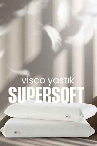 Büyük Boy Visco Yastık - Ortopedik Yastık - Süper Soft Uzun Visco Yastık - Hava Alabilir Kumaş Beyaz
