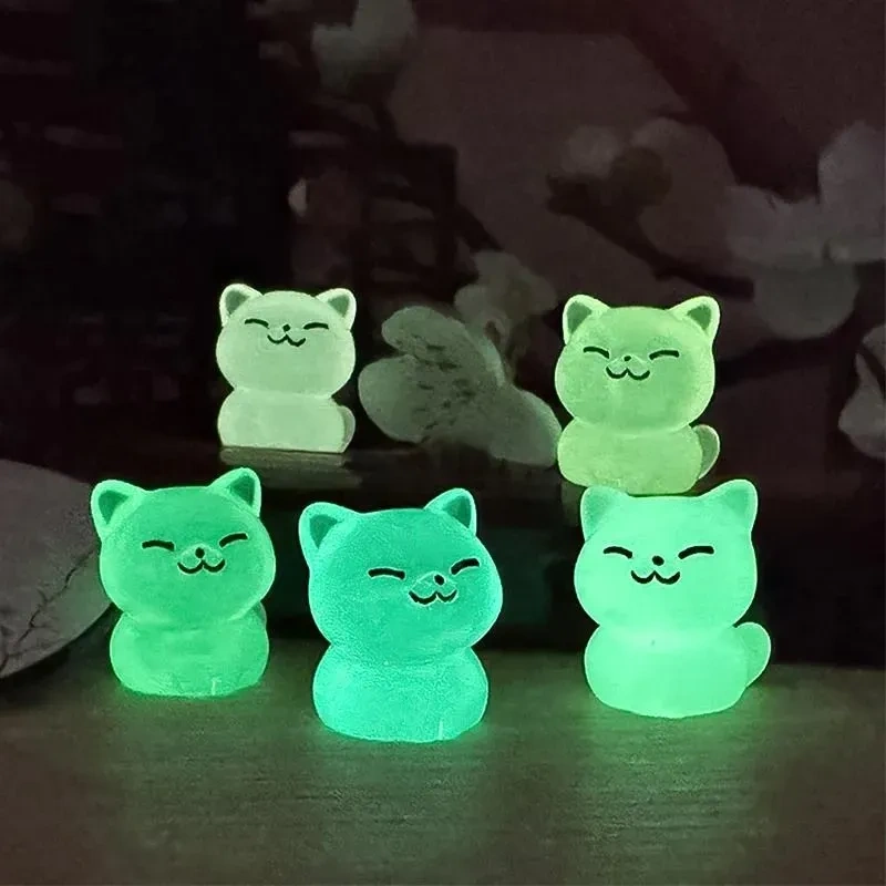 Konesam 5'li Işıyan Kedi Figür Seti, Renkli Dekoratif Heykel, Gündüz Güzel Akşam Parlak, Ev Bahçe Dekoru