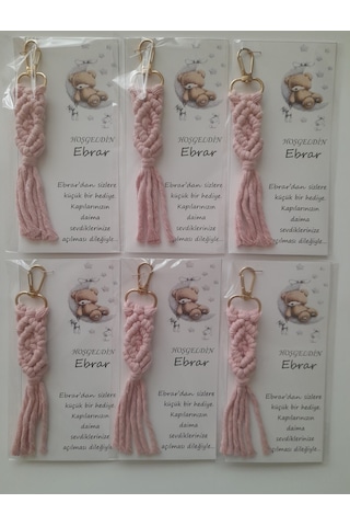 50 Adet Pembe Makrome Anahtarlık Bebek Mevlüt Şekeri Diş Buğdayı Açık Pembe