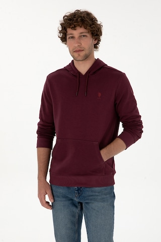 U.S. Polo Assn. Erkek Regular Fit Kapüşonlu Koyu Bordo Basic Sweatshirt 50313720-VR177