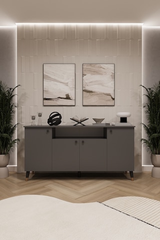 Asra Trend Lüks Konsol Tv Ünitesi %100 Mdf Salon Ve Yemek Odası Ünitesi Knsl02 Koyu Gri
