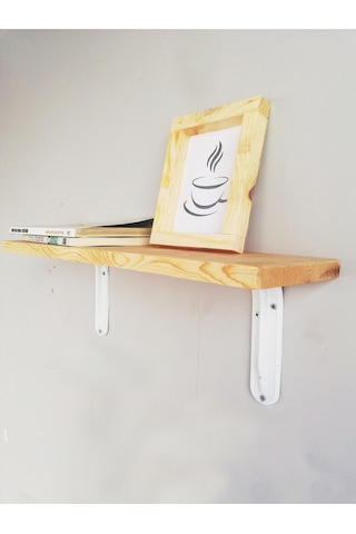 Metal Ayaklı, Ahşap Kitaplık Duvar Rafı 50x11