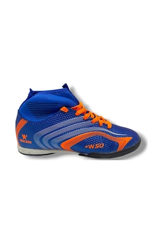 Walked 435-25 Çocuk Çoraplı Halı Saha Krampon Mavi Turuncu 36-39 Mavi
