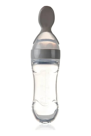 Babyjem Sıkmalı Kaşıklı Mama Biberonu Gri