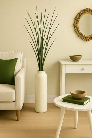 Gerçek Kurutulmuş Ağaç Dalı Zeytin Yeşili El Boyaması 100 Cm