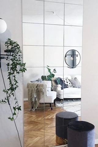 Dekoratif Kare Gümüş Pleksi 6 Adet 15x15cm Kendinden Yapışkanlı Gümüş