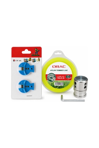 Tırpan Örümcek Başlık Orac 3.30 Mm 46 Mt Altı Köşe Misina Ve Ital Misina Kesici 2 Li Set