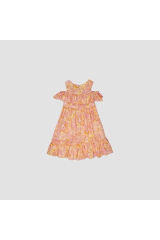 Kız Çocuk Fırfır Detaylı Desenli Elbise 2411gk26045-4357 001