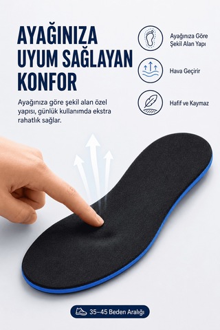 Joy Ayakkabı Jy001 Memory Foam Hafızalı Darbe Emici Ortopedik Ayakkabı Tabanlığı Siyah 42 Numara Mh-mooıenjy-575763-siyah42