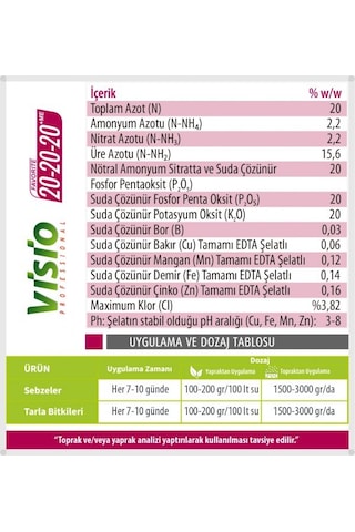 Visio Professional 20-20-20 1 Kg Toz Gübre 1 kg