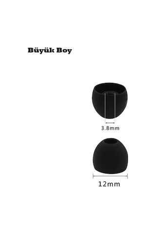 1 Çift 2 Adet Kulaklık Silikonu Uyumlu Büyük 12mm Siyah Diğer
