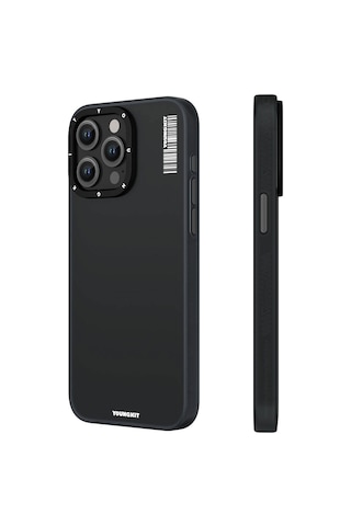 Apple Uyumlu iPhone 15 Pro Max Kılıf Buzlu Mat Tasarım Youngkit Hidden Sand Serisi Kapak Siyah