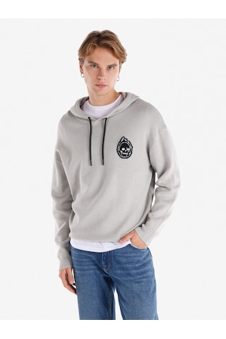 Colin's Colins Regular Fit Baskılı Kapüşonlu Gri Erkek Kazak Cl1065585 Gri