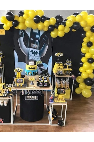 Batman Temalı Doğum Günü Balon Zinciri 100 Adet Balon ve Batman
