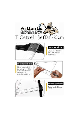 T Cetveli Şeffaf 65 Cm 1 Adet Plastik Mika T Cetveli Çizim Cetveli Mimarlık Mühendislik Öğrenci Tasarım Cetveli Şeffaf