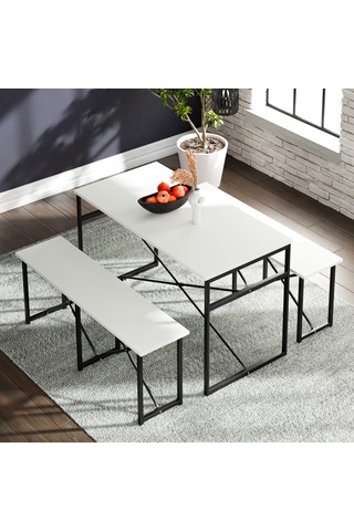 Masa Takımı Bench Bank Masa Seti 120x60 Masa Mutfak Masası Yemek