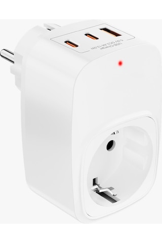 Çoklu Yüksek Voltaj Korumalı Duvar Prizi 2x Type-c 1x Usb Çıkışlı Priz Grup Priz Çoğaltıcı 2 M