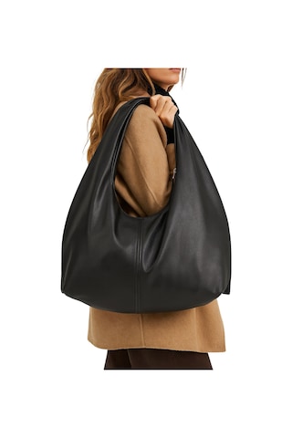 Adelina Bags Siyah Salaş Büyük Boy Yumuşak Dokulu Shopper Kol Ve Omuz Çantası Siyah