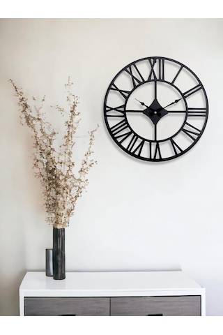 Galaxy Dm30 Serisi Roma Rakamlı Metal Duvar Saati Siyah 40 Cm Siyah