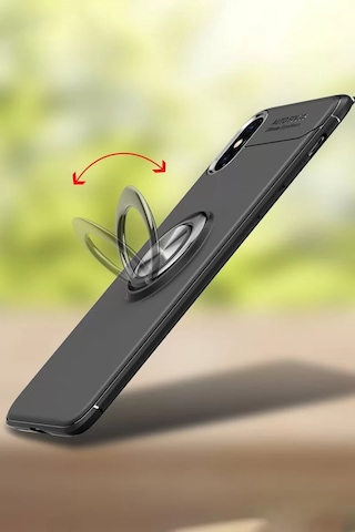 Apple iPhone Uyumlu Uyumlu Xs Max Kılıf Range Yüzüklü Silikon - Siyah-gold