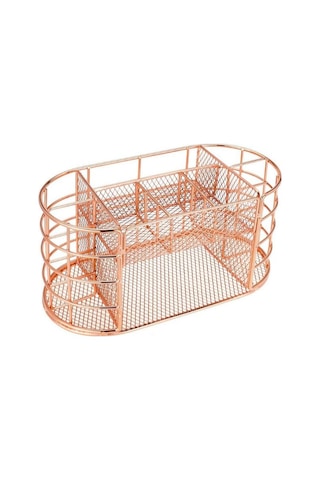Temel Rose Gold Metal Mesh Masaüstü Organizer Çekmeceli Çok Bölmeli 22x11x11 Cm 9507r