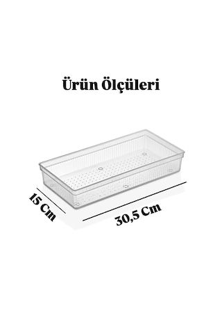 3 Adet Bade Xl Çekmece İçi Bıçaklık & Kaşıklık Organizer - Kepçe Spatula Düzenleyici Kutu Şeffaf