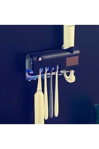 Sones Ultraviyole Diş Fırçası Sterilizatörü Banyo Duvara Monte Diş Fırçası Tutucu Siyah Diğer
