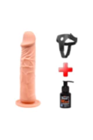 Lilitu Shop 20 cm Belden Bağlamalı Realistik Vantuzlu Dildo Penis Set