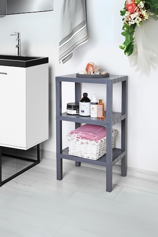 3 Katlı Dikey Raf Düzenleyici Plastik Raf Ünitesi Siyah, Kitaplık Gri