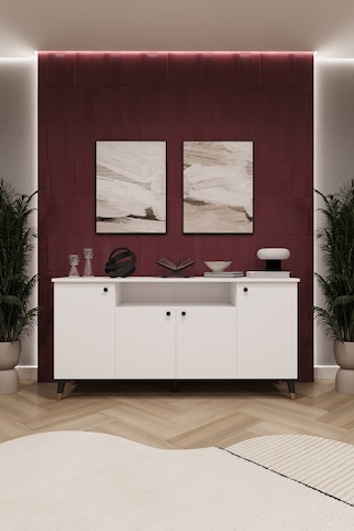 Asra Trend Lüks Konsol Tv Ünitesi %100 Mdf Salon Ve Yemek Odası Ünitesi Knsl02 Beyaz